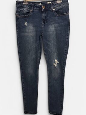 Seven7 Dark Blue Distressed Skinny Jeans. 
Size 10